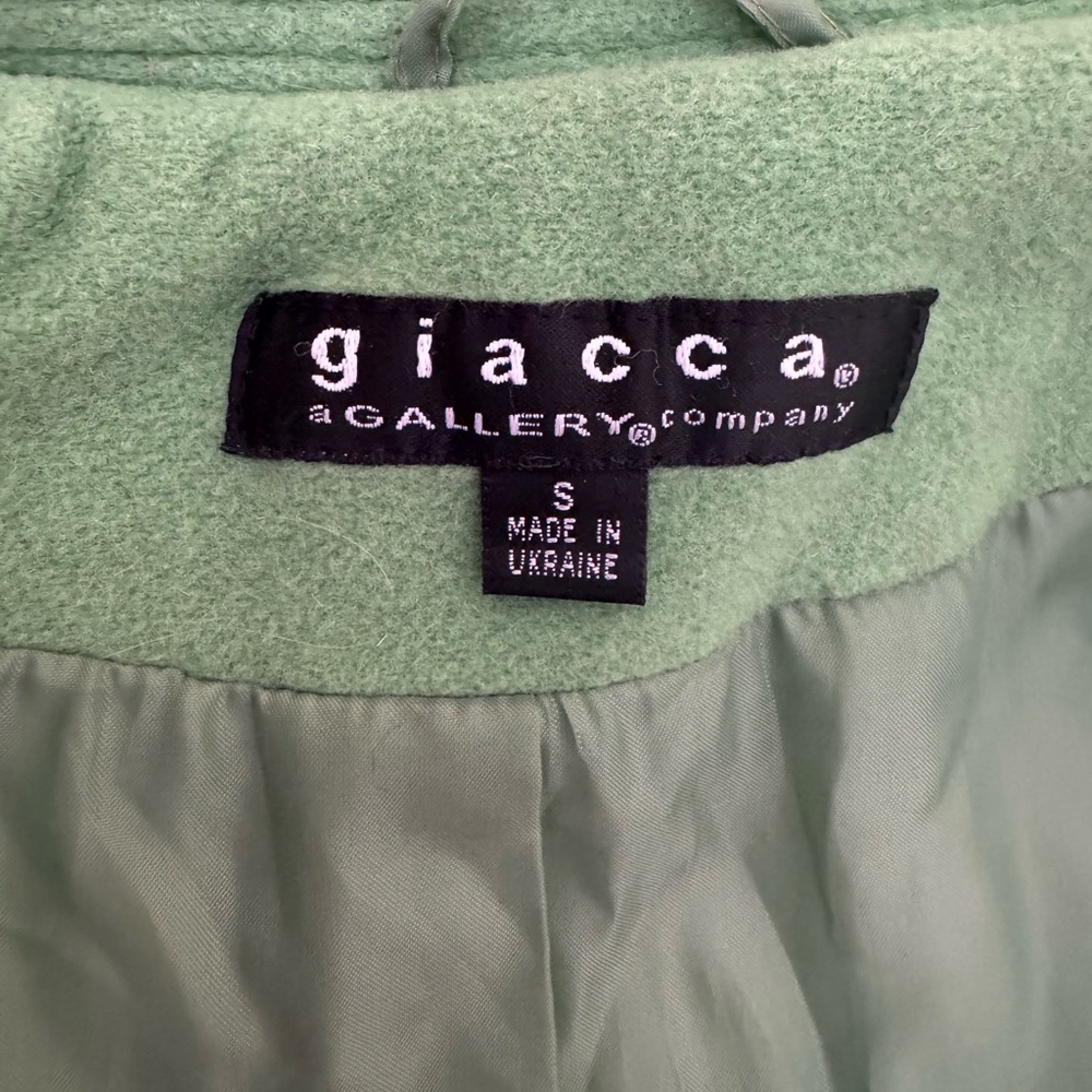 Giacca Light Green Single Button Belted Wool Pea … - image 8